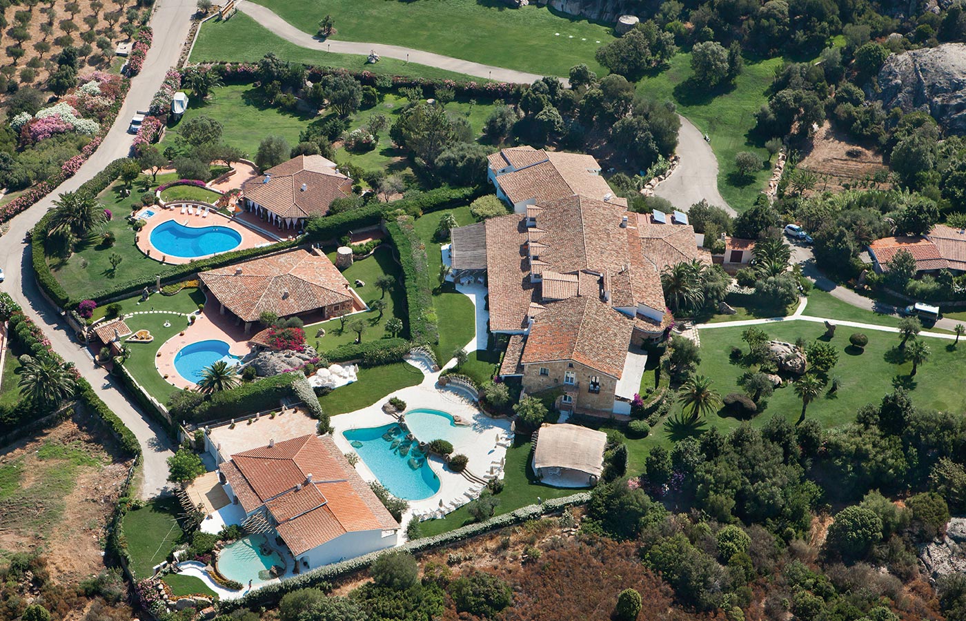 The Hotel Pulicinu in Costa Smeralda seen from above